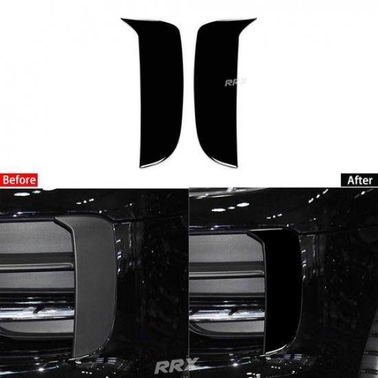 Glossy Piano Black Front Fog Light Eyebrow Cover Trim For Porsche Macan 2018-21