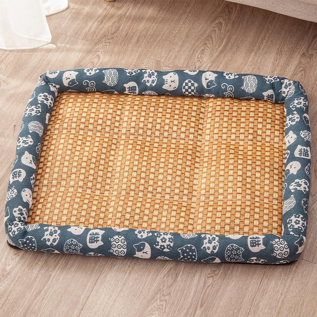 Square Summer Cooling Sleeping Dog Bed for Large Dog Cushion Spring Breathable Antislip Cat Bed Bamboo Cat Mat Pet Bed for Dog
