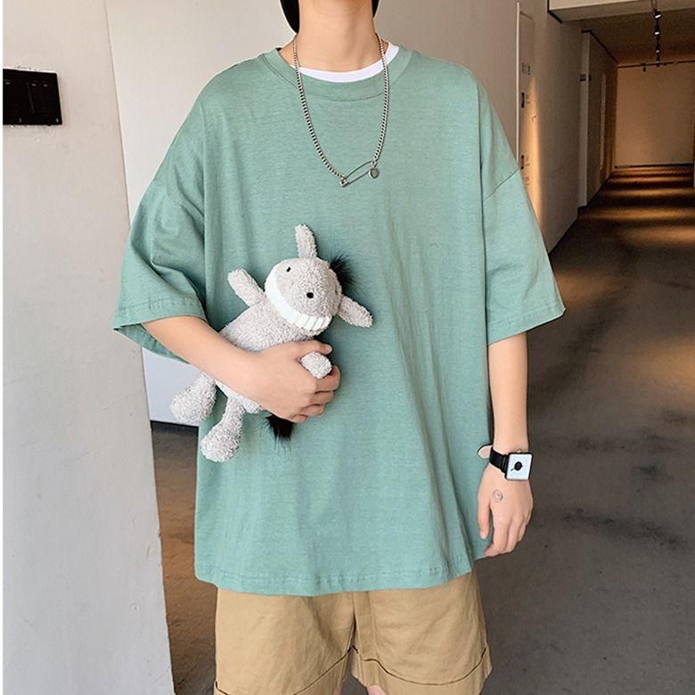 Koszulka dla par Koszulka z pięcioma rękawami, ubrania do klasy, koszulka z krótkim rękawem, koszulka do pracy, koszulka na przyjęcie ukończenia szkoły, luźna, jednokolorowa