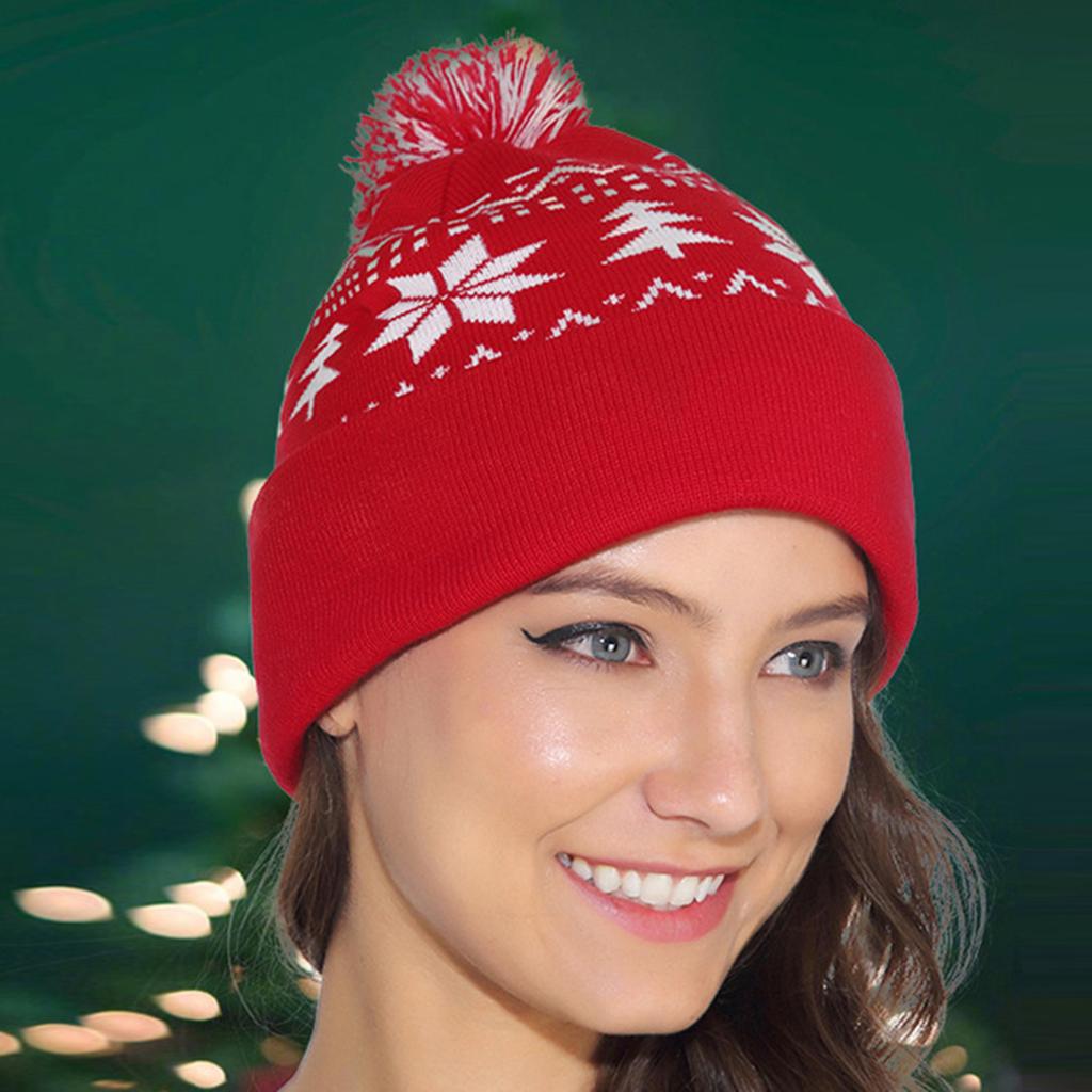Punk Teenagers Cycling Skiing Beanie Elastic Christmas Windproof Snowflake Pattern Hat Ear Protector Hat Winter Supplies