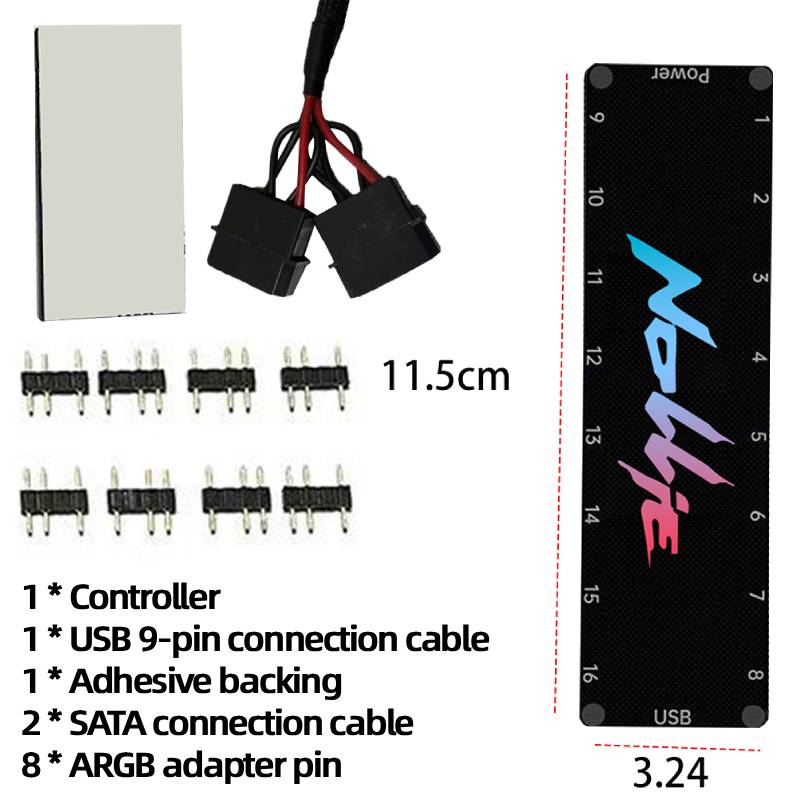 Contrôleur ARGB 5V 3PIN Support SignalRGB Hub Splitter Adressable Alimentation SATA pour Boîtier PC Interface Carte Mère Étendue