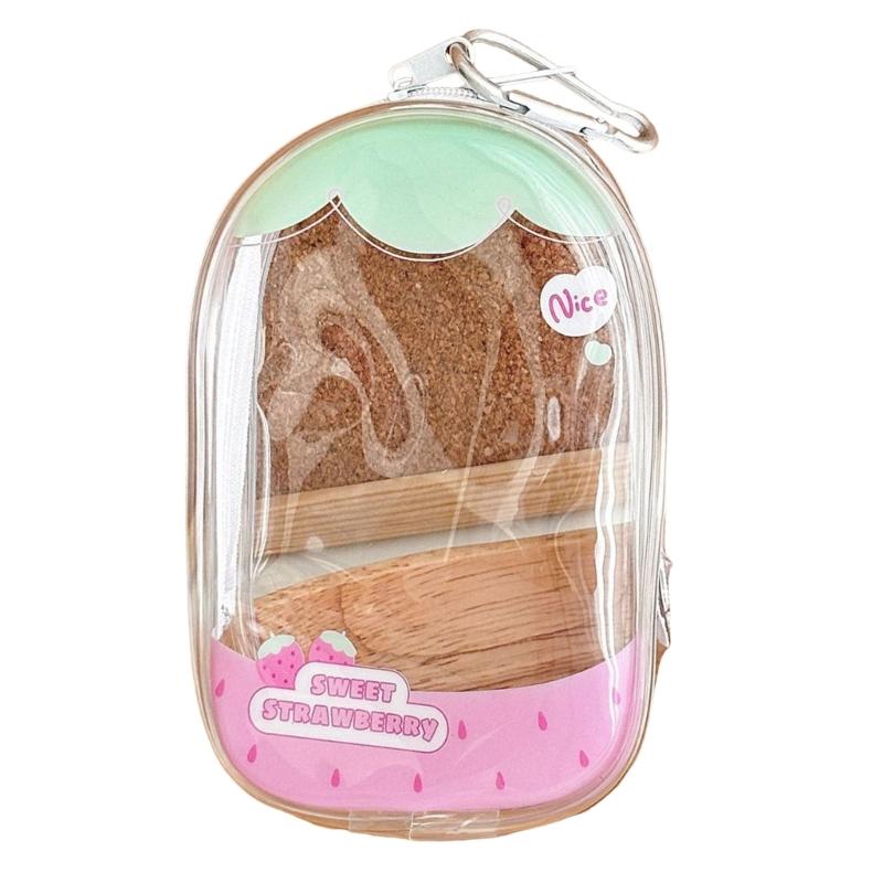 Transparent PVC Keychain Doll Storage Pouch For Mini Figures Toys School Accessories Kids Teens Travel Organizer