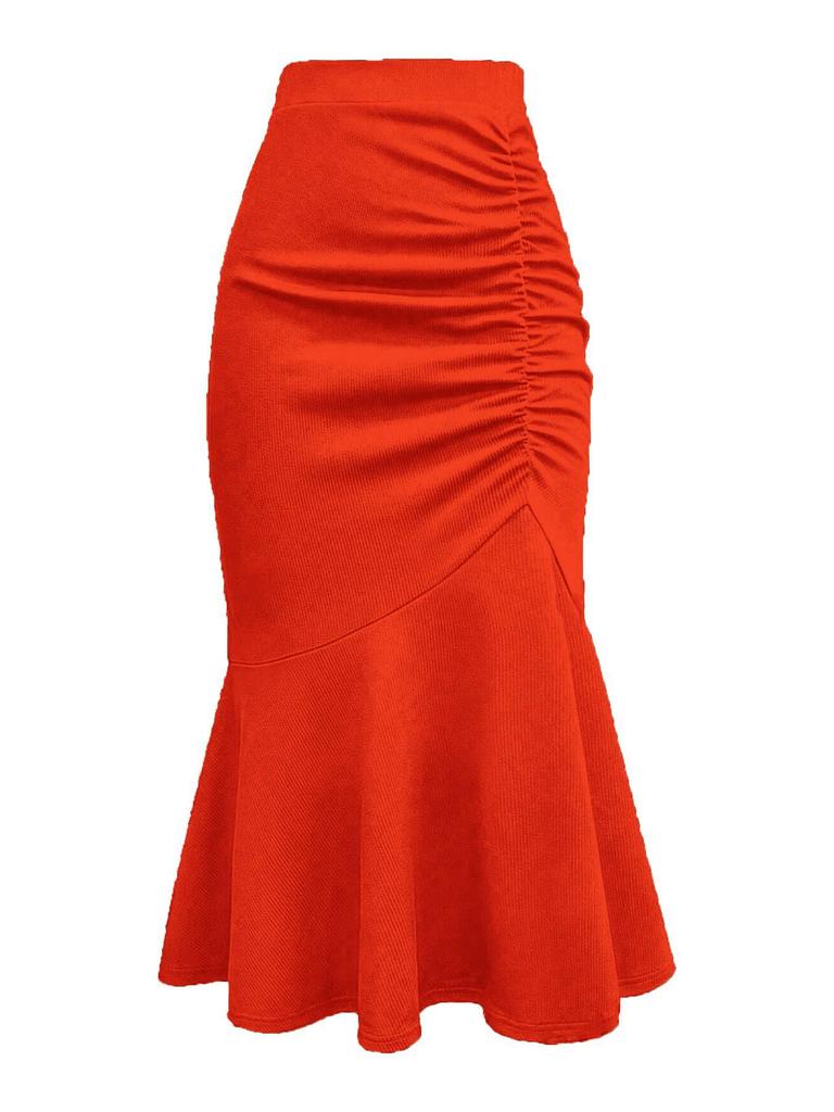 2025 Stylish Solid Color Fishtail Skirt: Waist-Cinching, Slimming, Hip-Hugging Design
