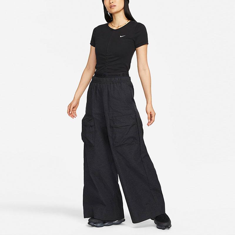 Nike Sportswear Essentials Ribbed Short-Sleeve T-Shirt Women Tops Black FB8277-010