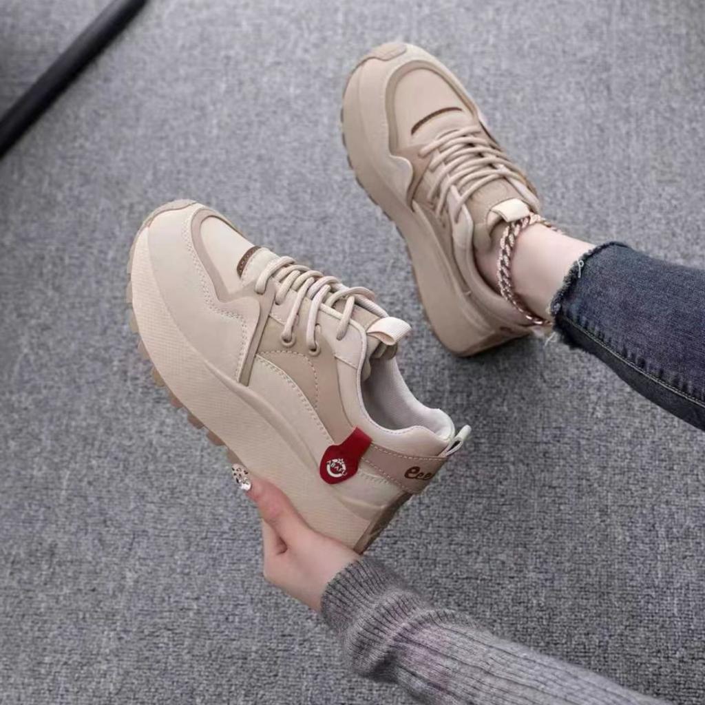 Large size new women's thick sole heightening casual women's shoes board shoes breathable sports
