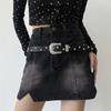 Punk Star Rivet Waist Belt Punk Style PU Leather Waistbands Vintage Y2K Wide Belt  Ornament