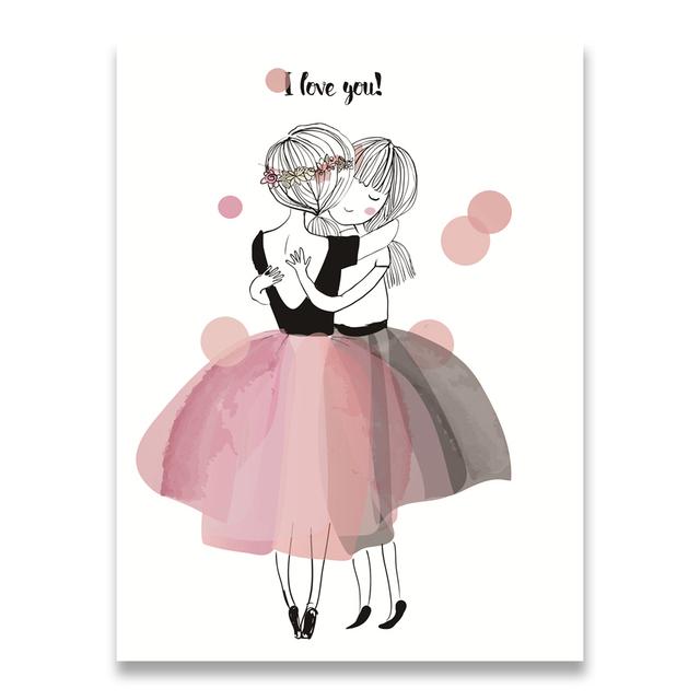 Watercolor Kawaii Cartoon Girl Posters and Prints Wall Art Canvas Painting
