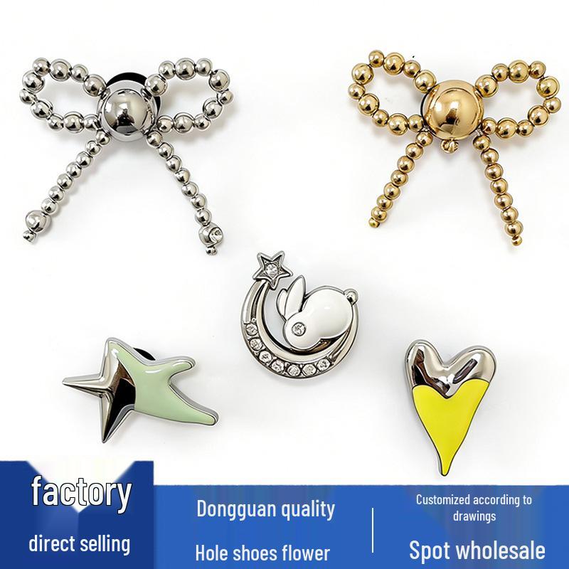 Metal Bow Shoe Flower Accessories - Decorative Buckles for Hole Shoes