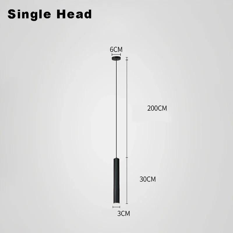 Modern Nordic Led Pendant Lamp Double Head Pendant Light Dining Room 2m Hanging Lamp Pipe Decora Cylinder Pipe Line Chandelier