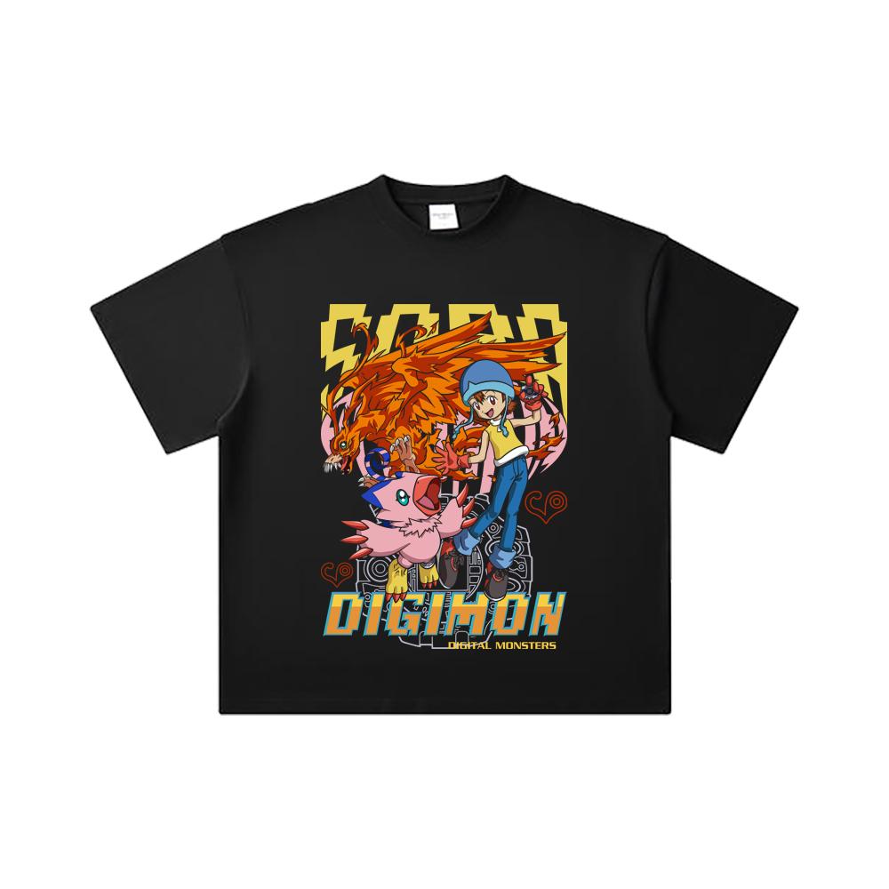 260 GSM Double Yarn 32 Count 100% Cotton Digimon V3 Piyomon Print Unisex Heavy Cotton T Shirt