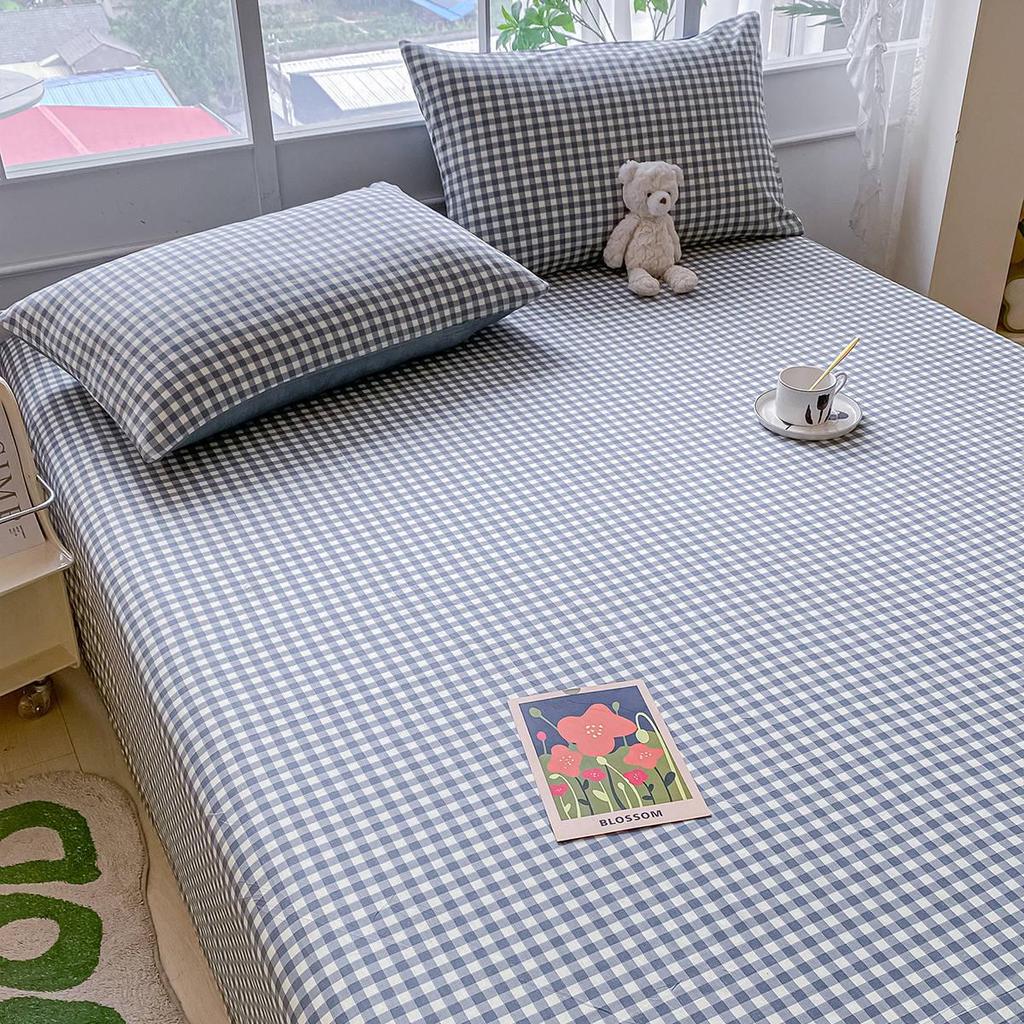 Pure Cotton Three-Piece Bed Sheet Set - Coarse Cloth, Fitted, Suitable for Dorms and Babies