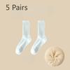 5 Pairs of Stacked Socks Women's Autumn and Winter Padded and Thickened Warm Terry Socks Solid Colour Mid-calf Socks Thick Needle Towel Socks Tide