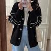 Women's Slimming Knit V-Neck Striped Cardigan - Japanese & Korean Design, Casual & Loose, Autumn/Winter Fashion.