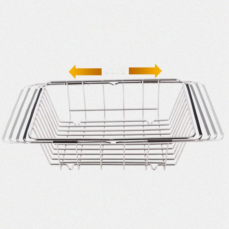 A84E-Expandable Dish Drying Rack Over The Sink,Kitchen Stainless Steel Dish Drainer In Sink Or On Counter серебряный