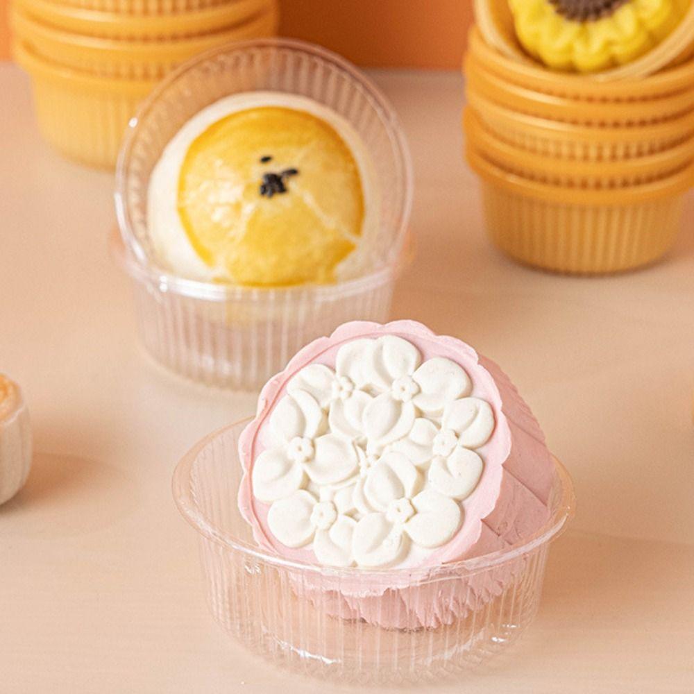 100pcs Plastic Mooncake Inner Tray Transparent/yellow Moon Cake Holder  Bakery