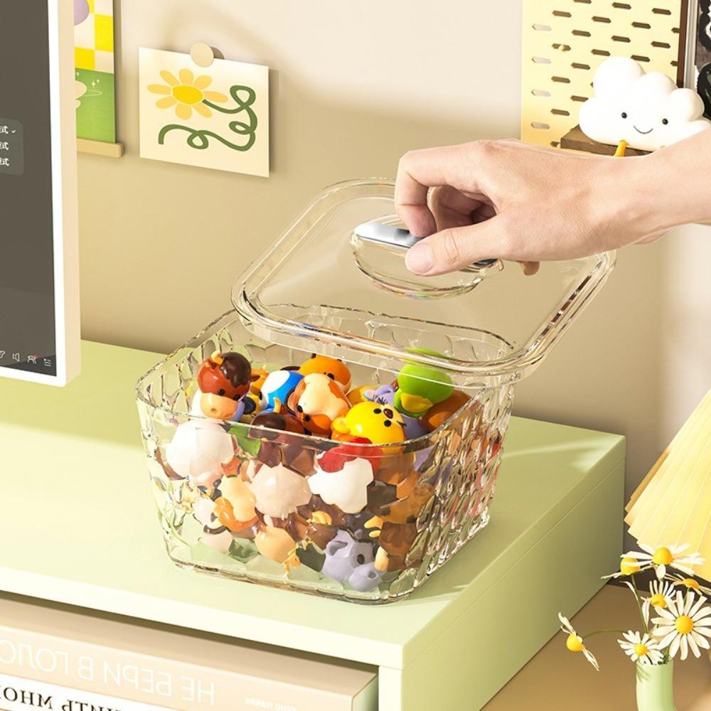 Transparent Desktop Storage Box with Lid Jewelry Organizer Box New Hair Jewelry Case Hair Rope