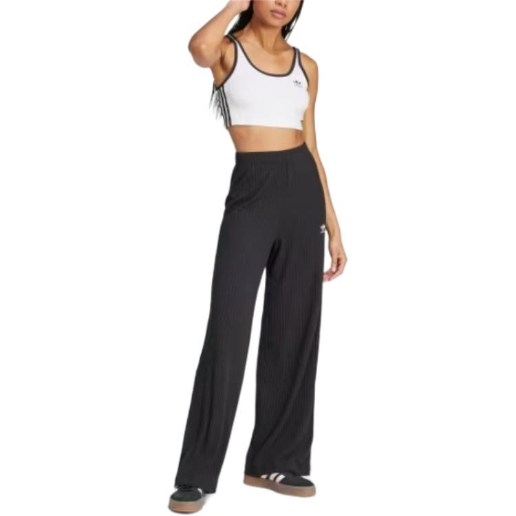 Adidas Womens Essentials Wide Rib Pants Black Women Streetwear JD1499