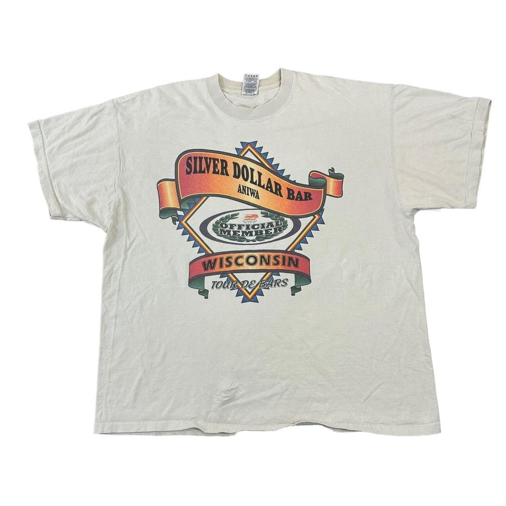 

Vintage T-shirt Graphic Print 90s Fruit Of The Loom Beige Mens XL