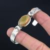 Natural Imperial Jasper Gemstone Bangle Crescent Moon Adjustable 925 Silver