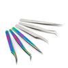 Gold Feather Stainless Steel Eyelash Tweezers - Dolphin Clip & Easy Blooming Applicator for False Eyelashes