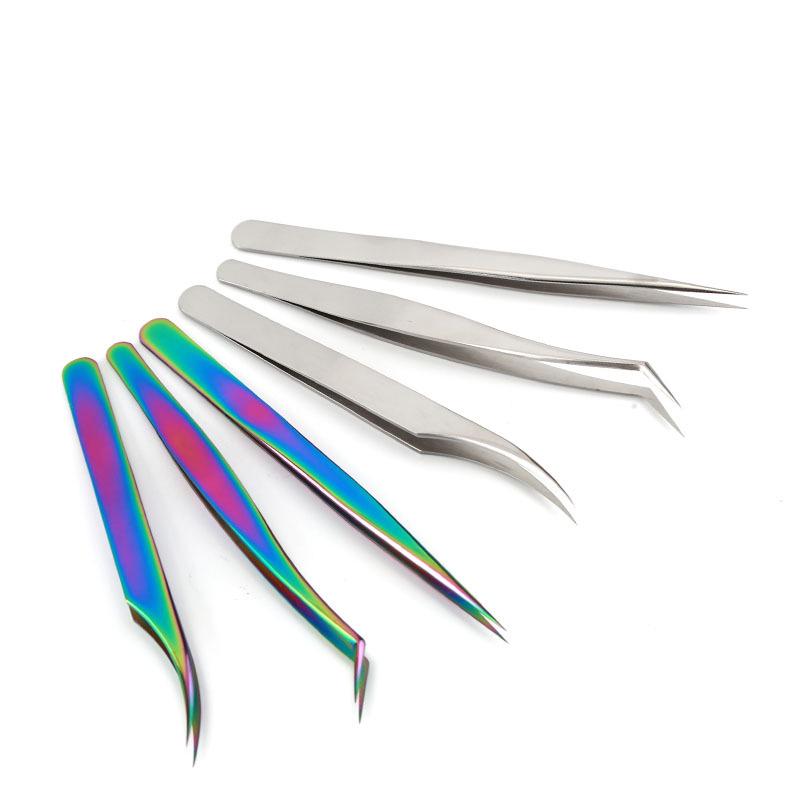 Gold Feather Stainless Steel Eyelash Tweezers - Dolphin Clip & Easy Blooming Applicator for False Eyelashes