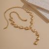 Irregular Baroque Y-shaped Collarbone Chain Cold Wind Flat Water Drop Pendant Necklace Female