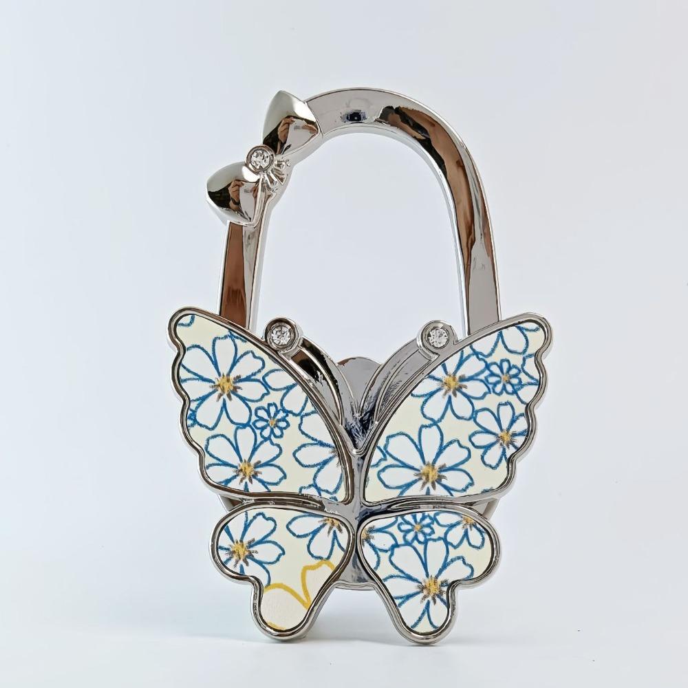 Durable Foldable Butterfly Handbag Hook Portable Creative Purse Holder Chrysanthemum Flowers Purse Hanger for Table