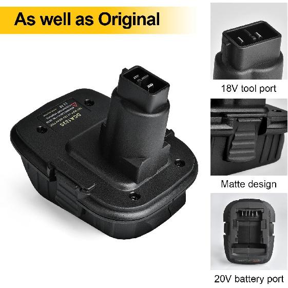 JYJZPB 2-Pack Battery Adapters for Dewalt 18V to 20V Tools DCA1820 Convert for Dewalt 20V Lithium Battery DCB204 DCB205 DCB206 DCB606 to 18V NiCd