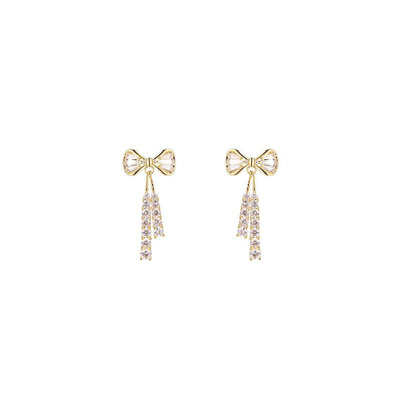 Special Offer: Fashionable Korean Zircon Crystal Bow Earrings - New and Stylish Design
