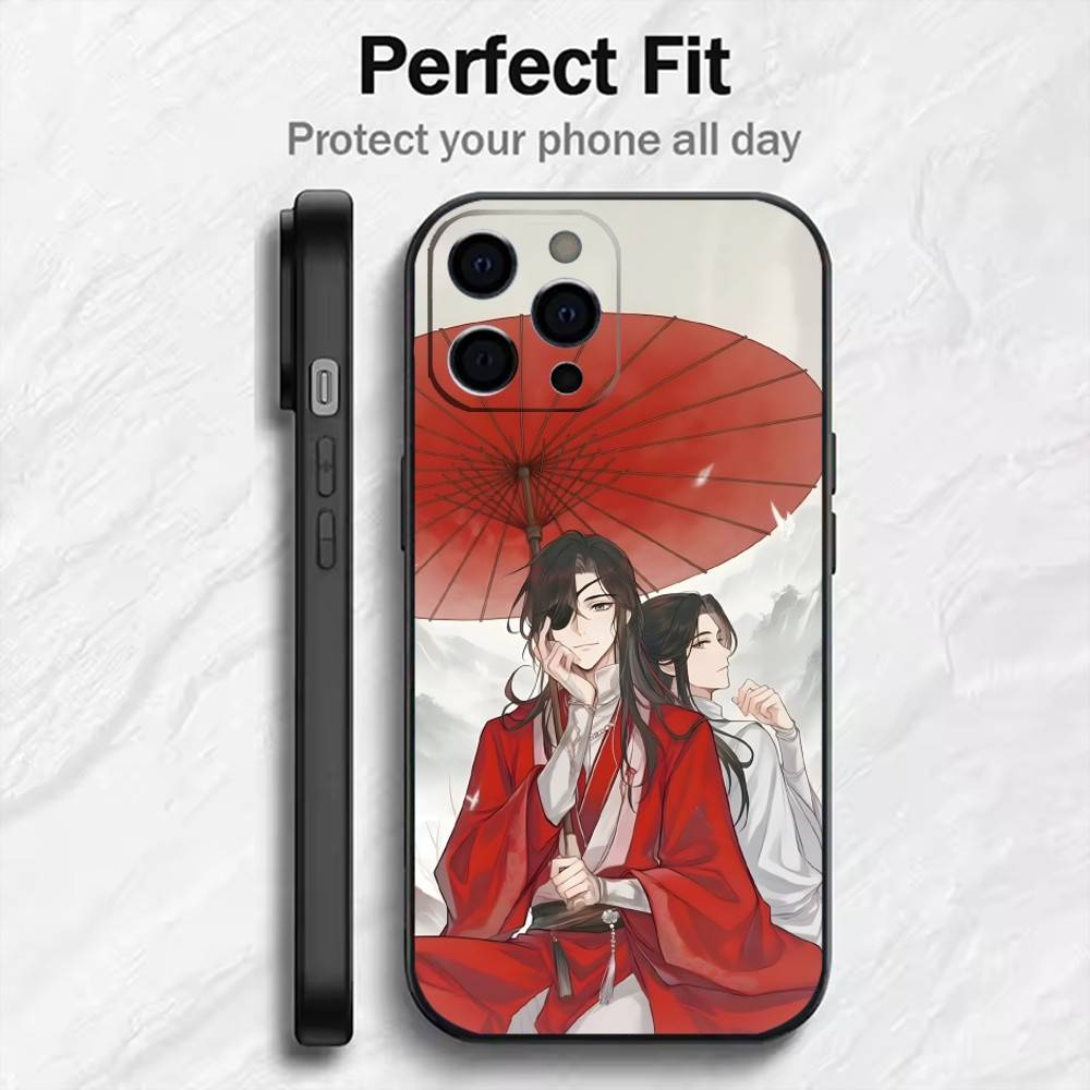 Anime Hua-Cheng TGCF Phone Case For iPhone17,16,15,14,13,12 Plus,Max Soft Silicone Black Cover