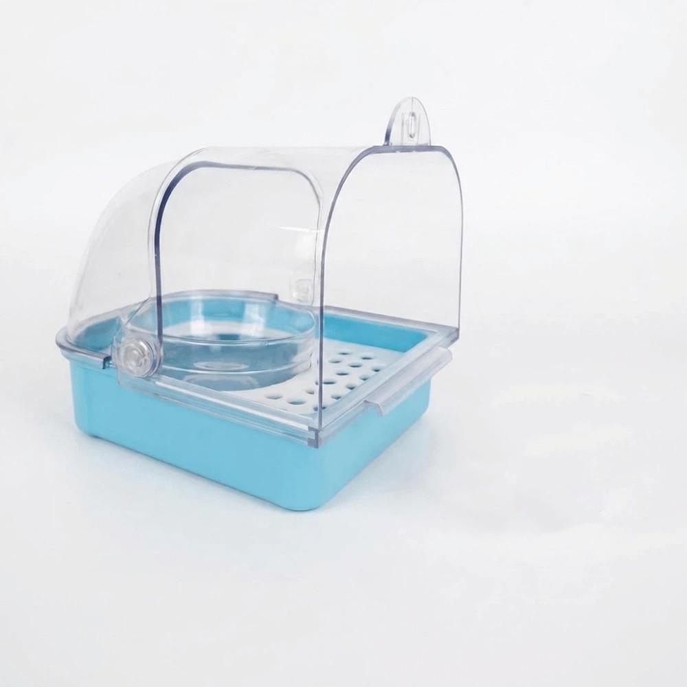 Wall Hanging Bird Bath Cage Splash Proof Parrot Shower Box Parrot Feeding Box  Grooming Supplies синий