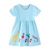 New Spring/Summer Girls' Short-Sleeved Cartoon Embroidered Dresses