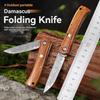 Damascus Steel Portable Meat Eating Outdoor Camping Mini Folding Knife Sharp Fruit Knife