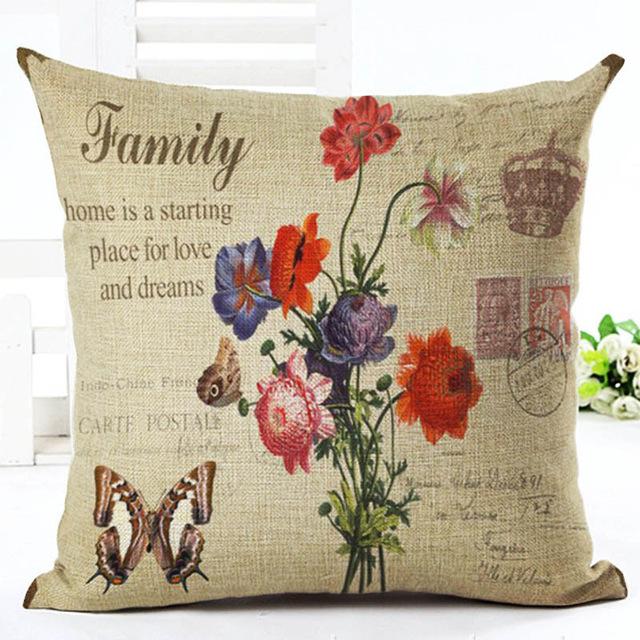 European Building Cushion Cover Cotton Linen Pillow Case American Painting Sofa Decorative Pillowcase Home Accessories Cover