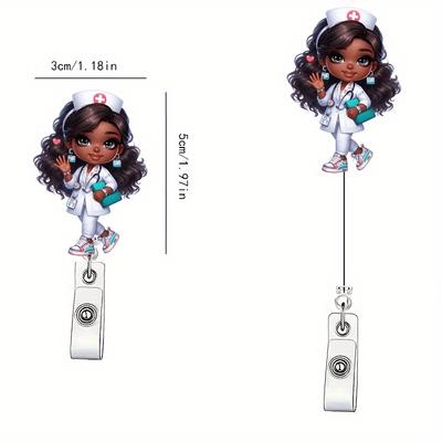 Medical Profession Badge Reel. Cute Cartoon Nurse Design for Office, Teachers & Healthcare Staff.
