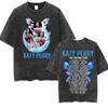 Camisetas Lavadas Vintage Katy Perry The Lifetimes Tour Estampado por Ambos Lados Hombres Mujeres Verano Casual Moda Camiseta Oversize