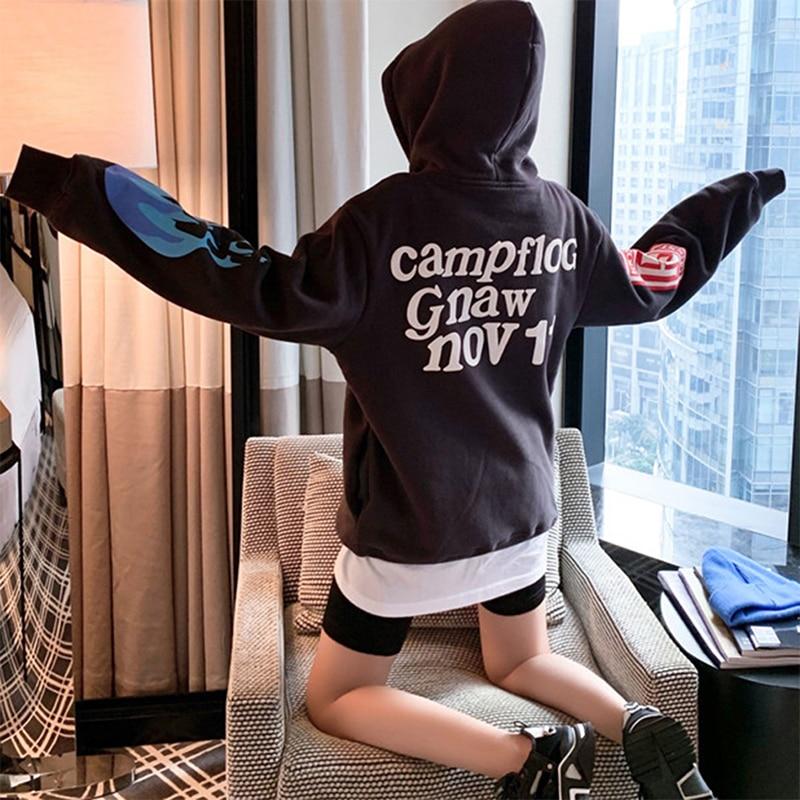 Lucky Me I See Ghosts Letter Print Sweatshirt Couple Kanye West Graffiti Winter Pullovers Hooded Hoodie Hip Hop Long Sleeve Coat