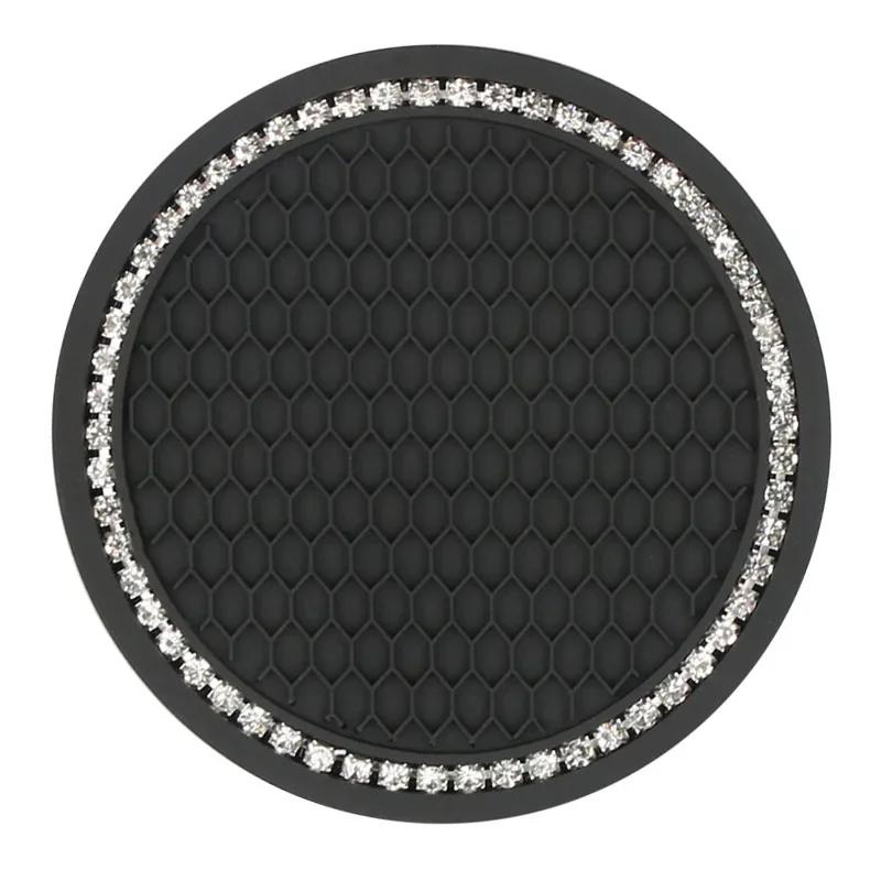 Non-slip Car Water Cup Pad Diamond Rhinestone Rubber Mat for Bottle Holder Coaster Auto Interior Anti-skid Cup Holders 7cm