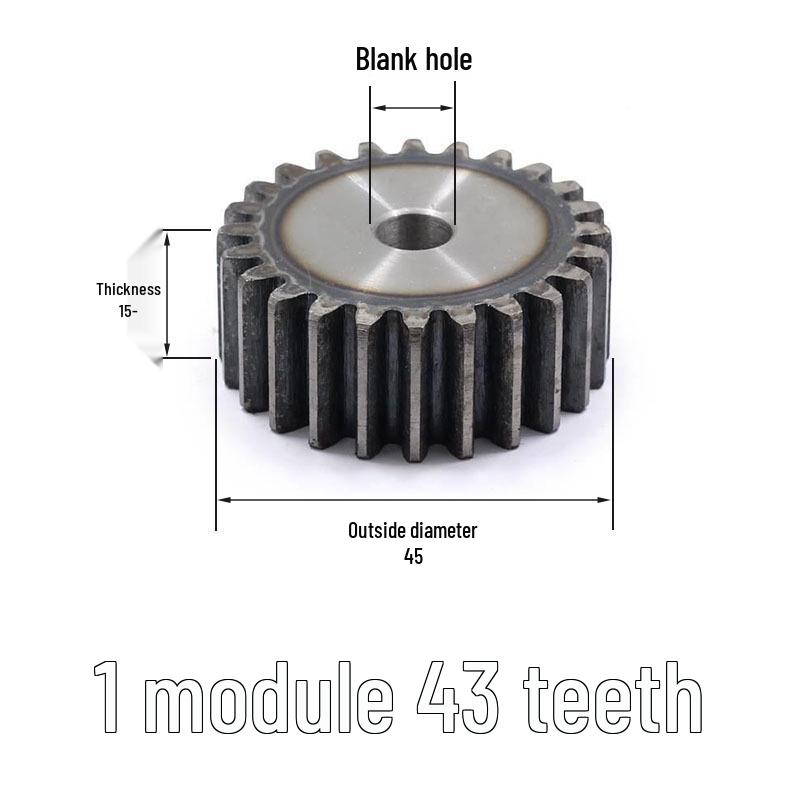 Custom 1 Module Spur Gear, Thickness 15mm, 15-25 Teeth, Non-Standard, National Standard 45 Steel, Ideal for DIY Projects.