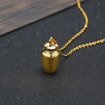 High Quality Mini Bone Ash Pendant Stainless Steel Well Sealed Cinerary Urn with Necklace Removable Ashes Cremation Jewelry
