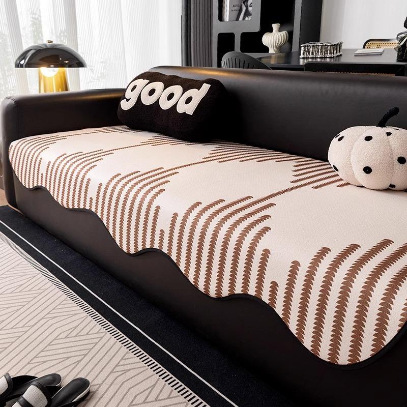 Special-Shaped Chenille Sofa Cover Pad New Light Luxury One-Piece Straight Non-Slip Leather Sofa Special Cover Seat Cushion