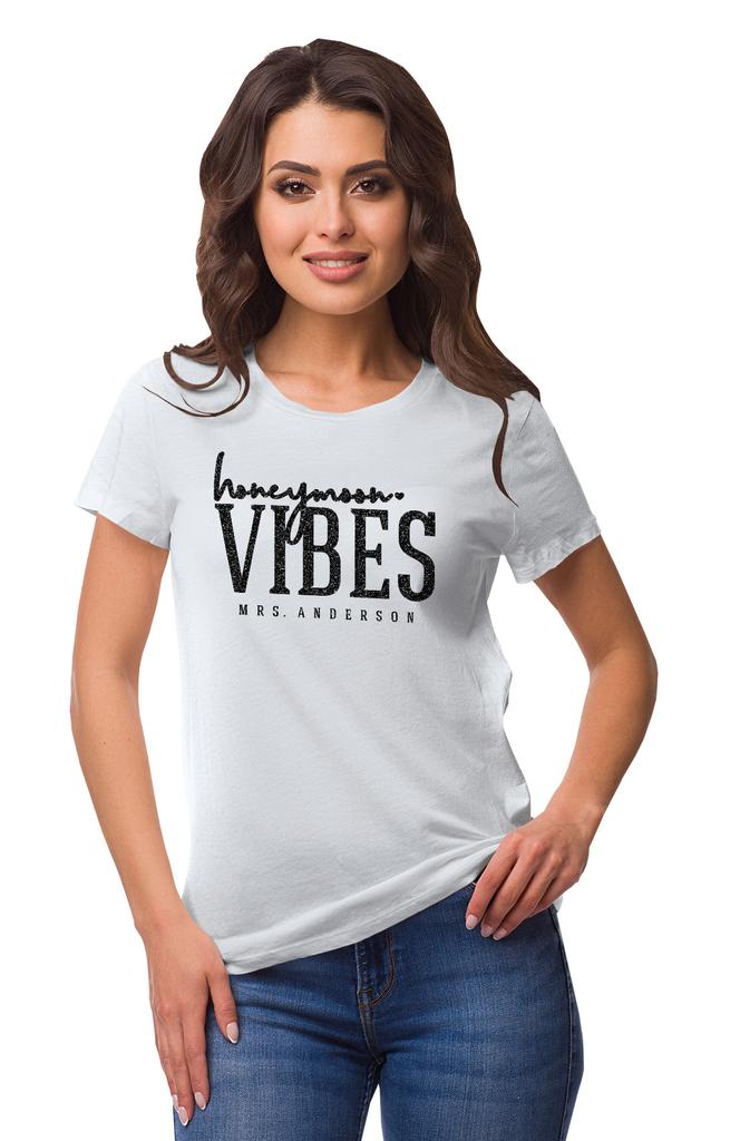 Inkdotpot Personalized Womens Tshirt Top Honeymoon Vibes Mrs Wedding  Announcement