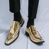 Gold Chelsea Leather Shoes for Men, Available In Sizes 33-45, Pointed Toe, British Style
