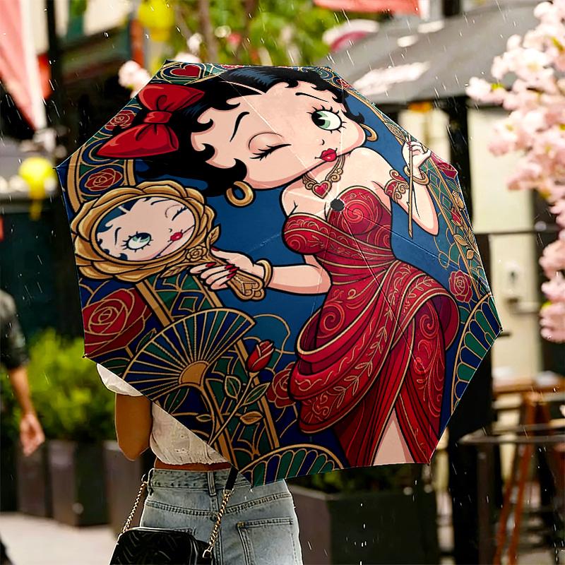 Betty Boop Print Umbrella Automatic Opening/ Closing - Portable Foldable Design - Daily Use for Travel/Outdoor - Gift for Birthday