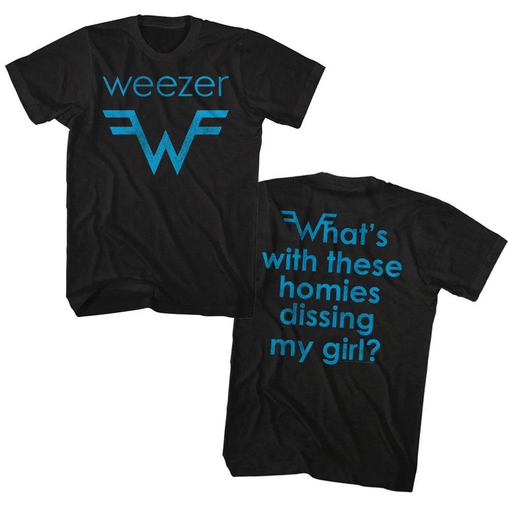 Weezer Blu Logo And Lyrics Black Alternative Rock Music Band Shirt 130