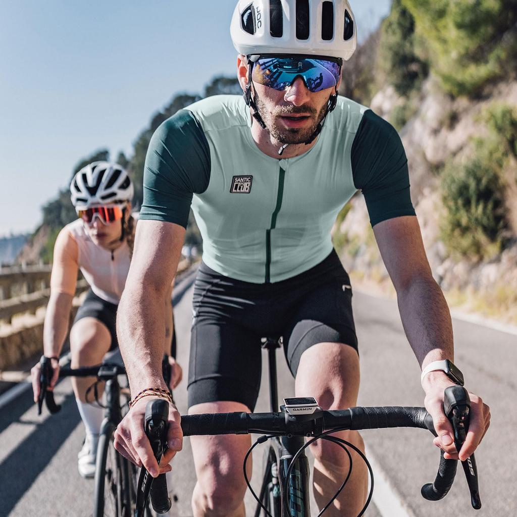 Cycling Short Thin Cycling Back Road Quick Blue XL [Santic] Men's Jersey, Sleeve, Spring/Summer, Wear, Pocket, Bicycle, Bike, Breathable, Drying,