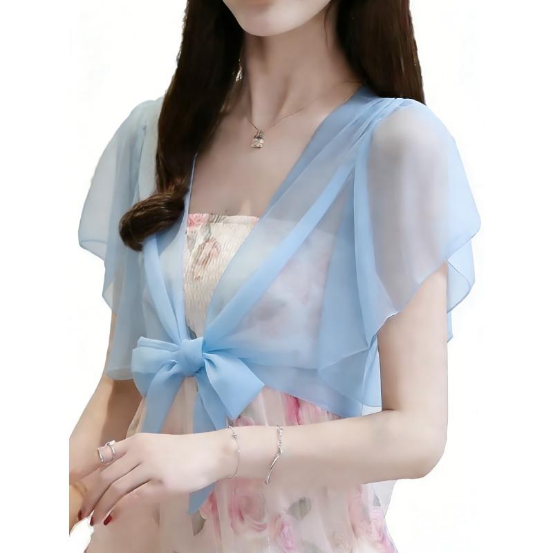 New Women's Short Chiffon Shawl, Versatile Summer Cardigan, Lightweight Outerwear