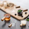 Coffee Milk Pitcher with Wooden Handle Mini Glass Creamer Cup for Espresso Small Sauce Dipping Bowl Measuring Scale Condiment Dish