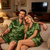 Couple Matching Pajama Set Short Sleeve Button Down Shirt And Shorts Sleepwear Soft Casual Loungewear S To XXXXL