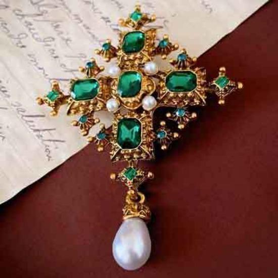 

Брошь в виде креста в стиле барокко со стразами, женственная брошь на пальто, брошь на воротник рубашки